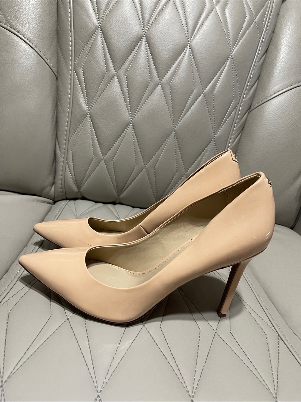 Sam Edelman Rubor Beige Patent Pointed-Toe Stiletto Pumps - Picture 7 of 10